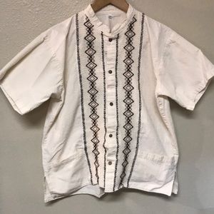 Dressy Stitched linen button down from Mexico